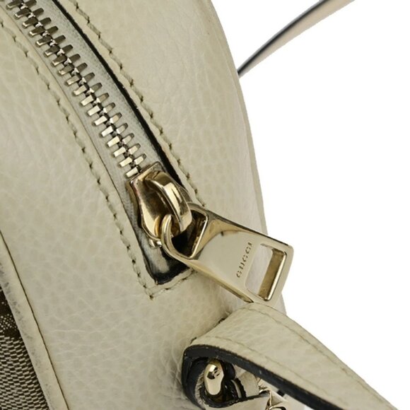 GUCCI Logo GG Pattern Mini Shoulder Bag Canvas Leather Brown White GHW - Picture 8 of 15